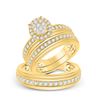 Image 1 : Diamond Cluster Matching Wedding Set 1-1/5 Cttw 14KT Yellow Gold