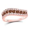 Image 1 : Round Brown Diamond Contoured Band Ring 3/4 Cttw 10KT Rose Gold