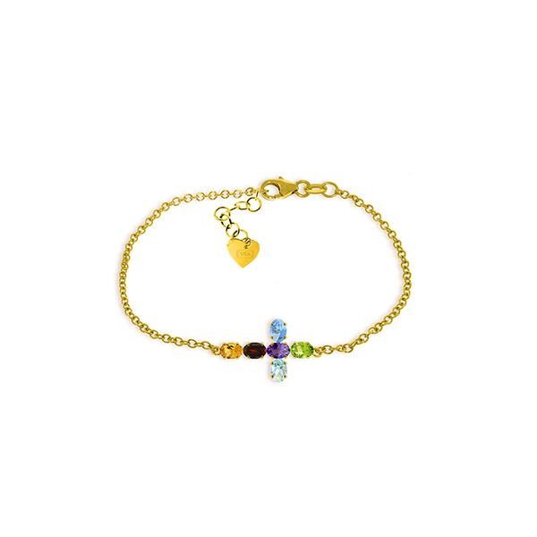 Genuine 1.68 ctw Multi-gemstones Bracelet 14KT Yellow Gold - REF-59T8A