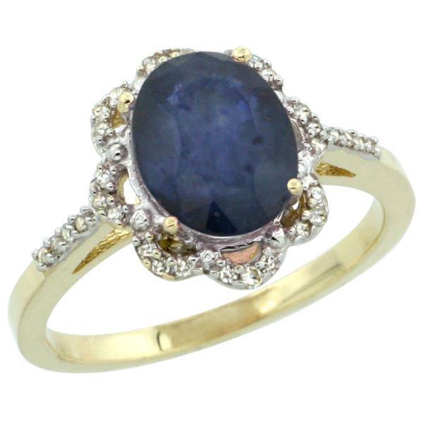 2.26 CTW Blue Sapphire & Diamond Ring 10K Yellow Gold - REF-53H5M