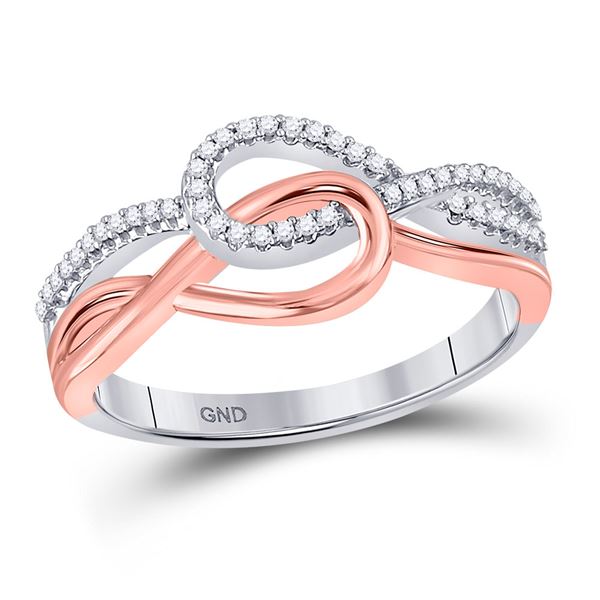 Round Diamond Linked Knot Band Ring 1/8 Cttw 10KT Two-tone Gold
