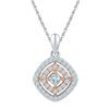 Image 1 : Princess Diamond Offset Square Pendant 1/2 Cttw 10KT Two-tone Gold