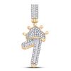 Image 1 : Baguette Diamond Number 1 Crown Charm Pendant 1/2 Cttw 10KT Yellow Gold