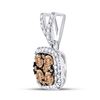 Image 2 : Round Brown Diamond Square Cluster Pendant 1/2 Cttw 14KT White Gold