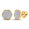 Image 1 : Round Diamond Cluster Earrings 1/5 Cttw 10KT Yellow Gold