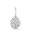 Image 1 : Round Diamond Teardrop Pendant 5/8 Cttw 14KT White Gold