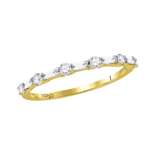 Round Baguette Diamond Stackable Band Ring 3/8 Cttw 10KT Yellow Gold