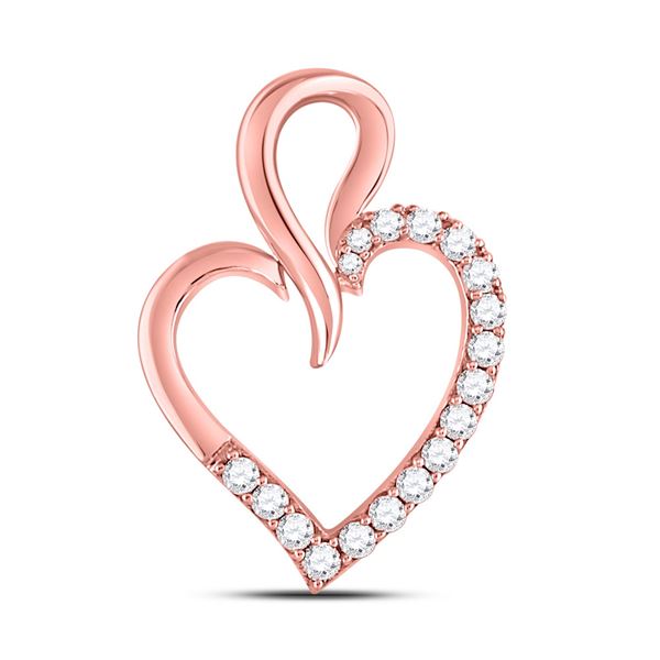 Round Diamond Outline Heart Pendant 1/6 Cttw 10KT Rose Gold