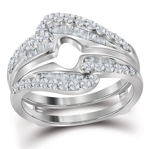 Round Diamond Wedding Wrap Ring Guard Enhancer 3/4 Cttw 14KT White Gold