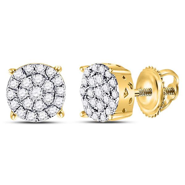 Round Diamond Fashion Cluster Earrings 1/4 Cttw 10KT Yellow Gold