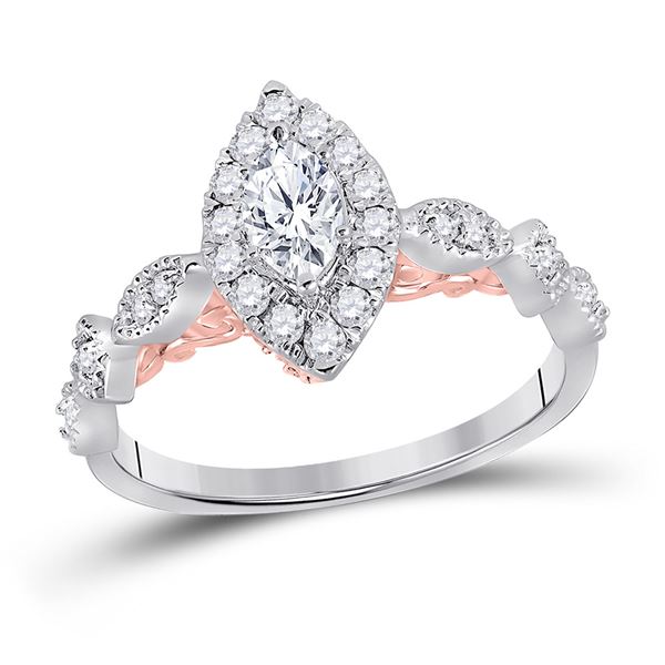 Solitaire Bridal Wedding Engagement Ring 3/4 Cttw 14KT Two-tone Gold