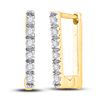 Image 1 : Round Diamond Rectangle Notched-post Hoop Earrings 1/20 Cttw 10KT Yellow Gold