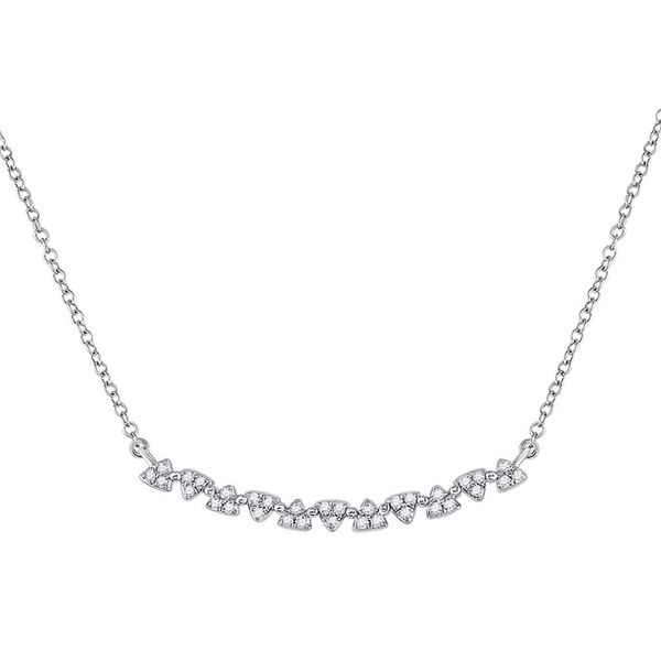 Round Diamond Curved Bar Necklace 1/6 Cttw 14KT White Gold