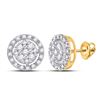 Image 1 : Round Diamond Circle Cluster Earrings 1/5 Cttw 10KT Yellow Gold