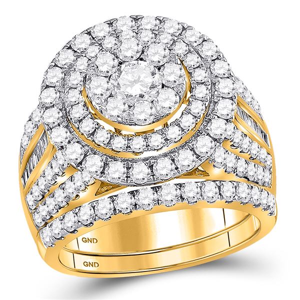 Diamond Bridal Wedding Ring Band Set 3 Cttw 14KT Yellow Gold