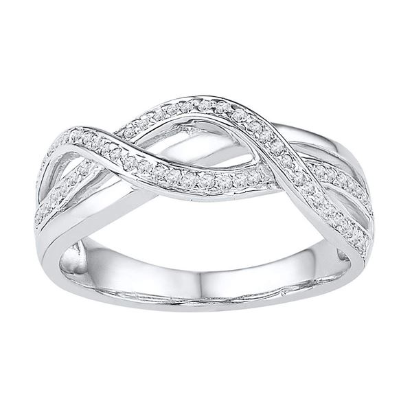 Round Diamond Twist Band Ring 1/5 Cttw 10KT White Gold
