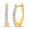 Image 1 : Round Prong-set Diamond Single Row Hoop Earrings 1/12 Cttw 10KT Yellow Gold