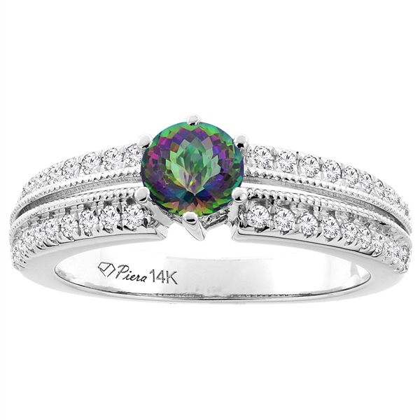 1.30 CTW Mystic Topaz & Diamond Ring 14K White Gold - REF-67N3Y