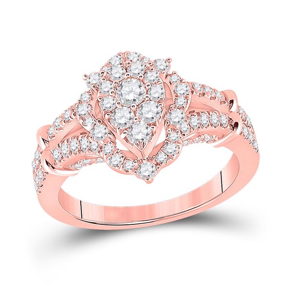 Round Diamond Oval Cluster Ring 1 Cttw 14KT Rose Gold