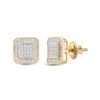Image 2 : Round Diamond Square Earrings 1/4 Cttw 10KT Yellow Gold