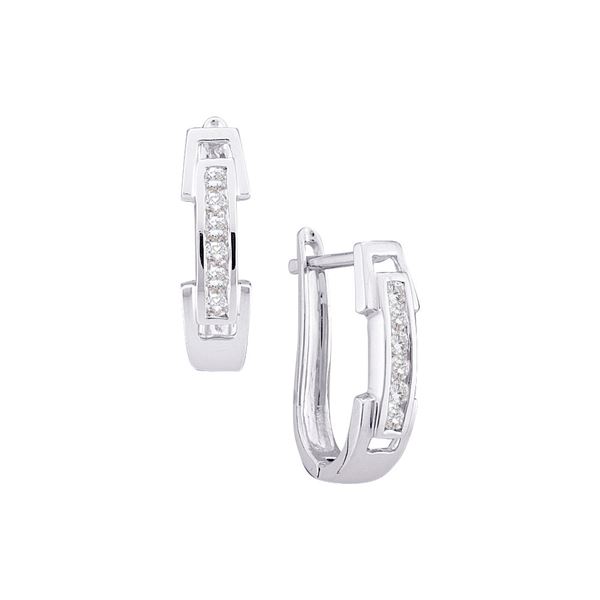 Round Diamond Hoop Earrings 1/5 Cttw 14KT White Gold