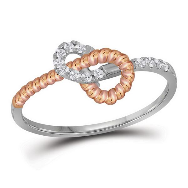 Round Diamond Rope Band Ring 1/6 Cttw 10KT Two-tone Gold