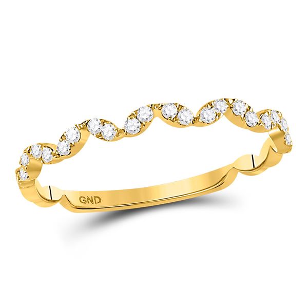 Round Diamond Zigzag Stackable Band Ring 1/5 Cttw 10KT Yellow Gold