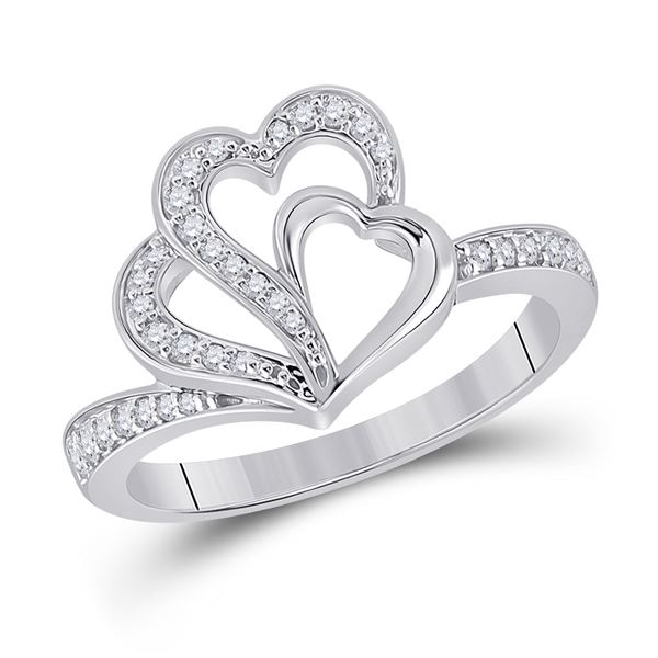 Round Diamond Heart Ring 1/5 Cttw 10KT White Gold