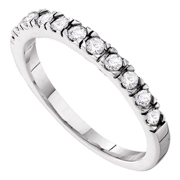 Round Diamond Slender 3mm Wedding Band 1/3 Cttw 14KT White Gold