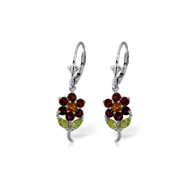 Genuine 2.12 ctw Multi-gemstones Earrings 14KT White Gold - REF-42Z4N