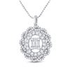 Image 1 : Baguette Diamond Oval Pendant 1 Cttw 14KT White Gold
