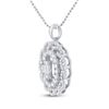 Image 2 : Baguette Diamond Oval Pendant 1 Cttw 14KT White Gold