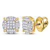 Image 1 : Round Diamond Cluster Earrings 1/2 Cttw 10KT Yellow Gold