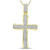 Image 1 : Round Diamond Cross Charm Pendant 3/8 Cttw 10KT Yellow Gold