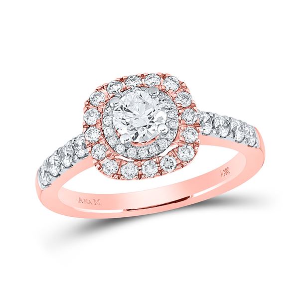 Diamond Halo Bridal Wedding Engagement Ring 1 Cttw 14KT Rose Gold