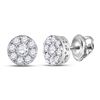 Image 1 : Round Diamond Cluster Earrings 1/2 Cttw 14KT White Gold