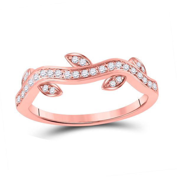 Round Diamond Vine Stackable Band Ring 1/6 Cttw 10KT Rose Gold