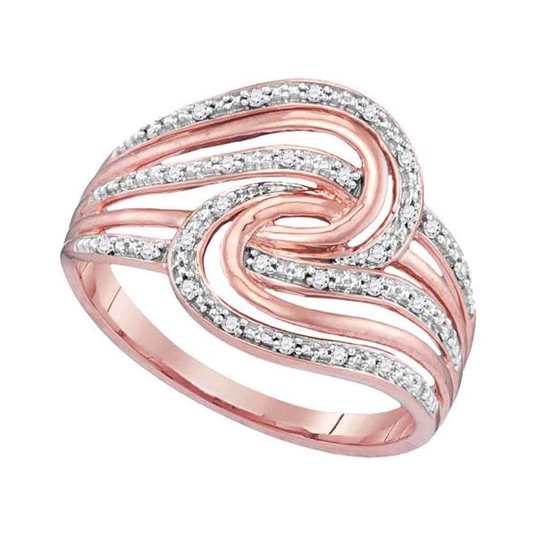 Round Diamond Swirl Strand Fashion Ring 1/10 Cttw 10KT Rose Gold