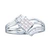 Image 1 : Princess Diamond Offset Square Cluster Ring 1/4 Cttw 14KT White Gold