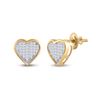 Image 1 : Princess Diamond Heart Earrings 1/3 Cttw 10KT Yellow Gold