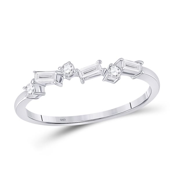 Baguette Diamond Stackable Band Ring 1/5 Cttw 14KT White Gold