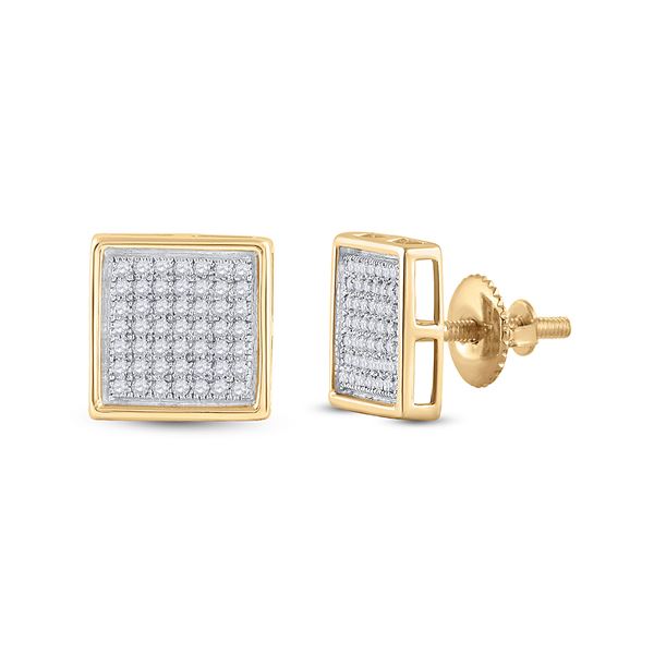 Round Diamond Square Earrings 1/3 Cttw 10KT Yellow Gold