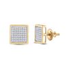 Image 1 : Round Diamond Square Earrings 1/3 Cttw 10KT Yellow Gold