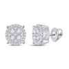 Image 1 : Round Diamond Cluster Earrings 1/2 Cttw 10KT White Gold