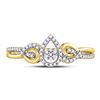 Image 2 : Round Diamond Teardrop Curl Cluster Ring 1/10 Cttw 10KT Yellow Gold
