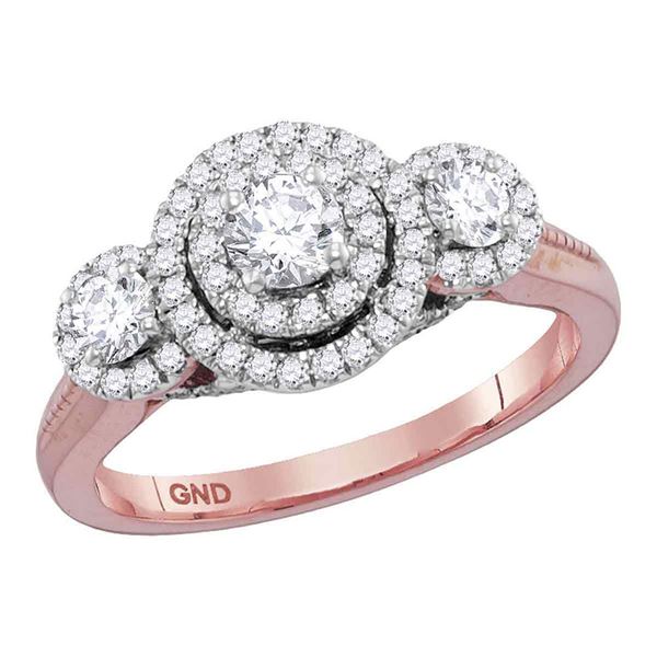 Diamond 3-stone Bridal Wedding Engagement Ring 1 Cttw 14KT Rose Gold