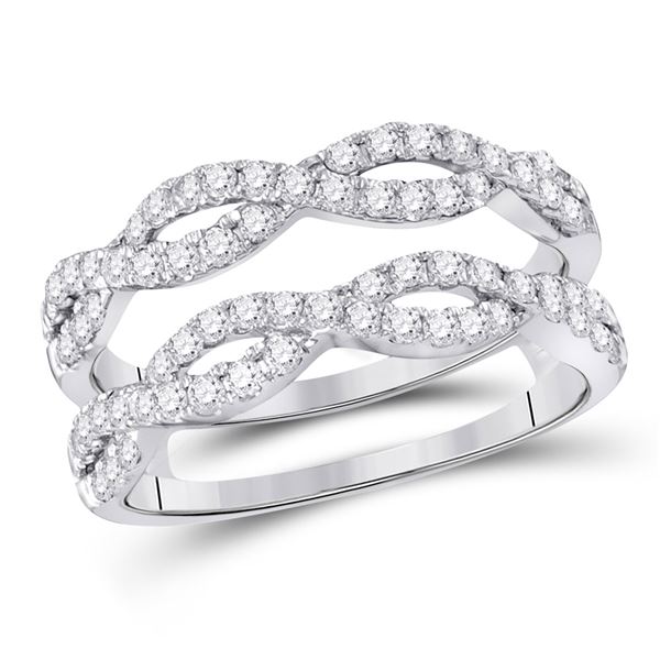 Round Diamond Wrap Ring Guard Enhancer 3/4 Cttw 14KT White Gold
