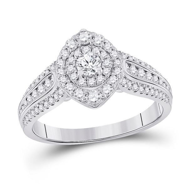 Diamond Halo Bridal Wedding Engagement Ring 1 Cttw 14KT White Gold