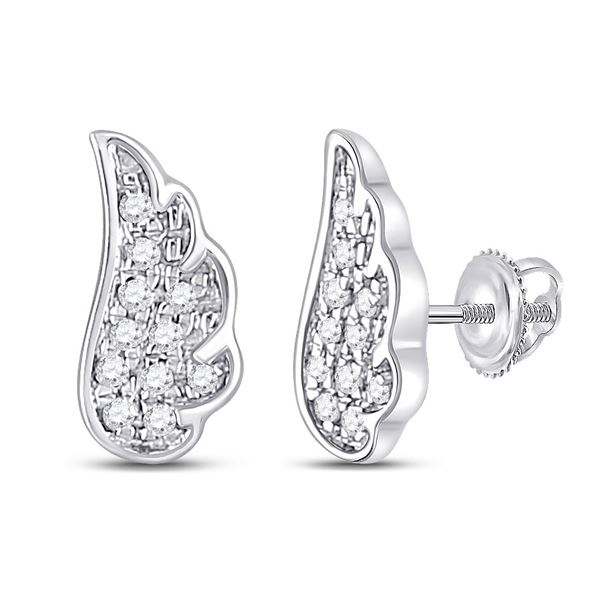 Round Diamond Angel Wing Stud Earrings 1/20 Cttw 14KT White Gold