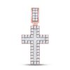 Image 1 : Baguette Diamond Cross Charm Pendant 1-5/8 Cttw 10KT Rose Gold